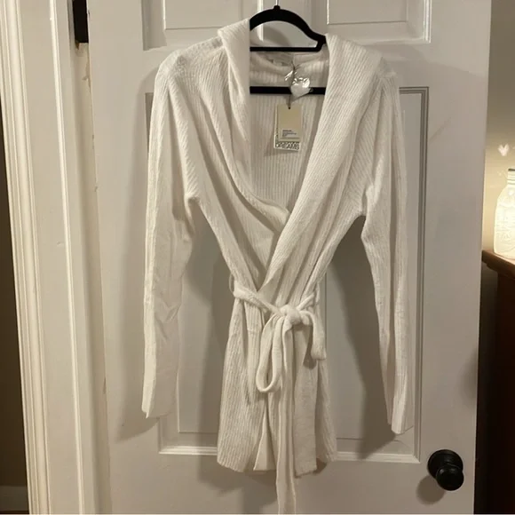 Barefoot Dreams CozyChic Lite Ribbed Hooded Cardigan Duster Sweater - Picture 2 of 8